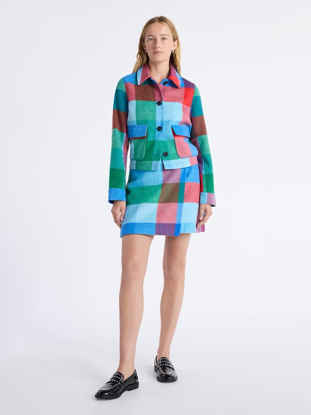 Twee style plaid skirt and jacket set - Picture 2 of 7